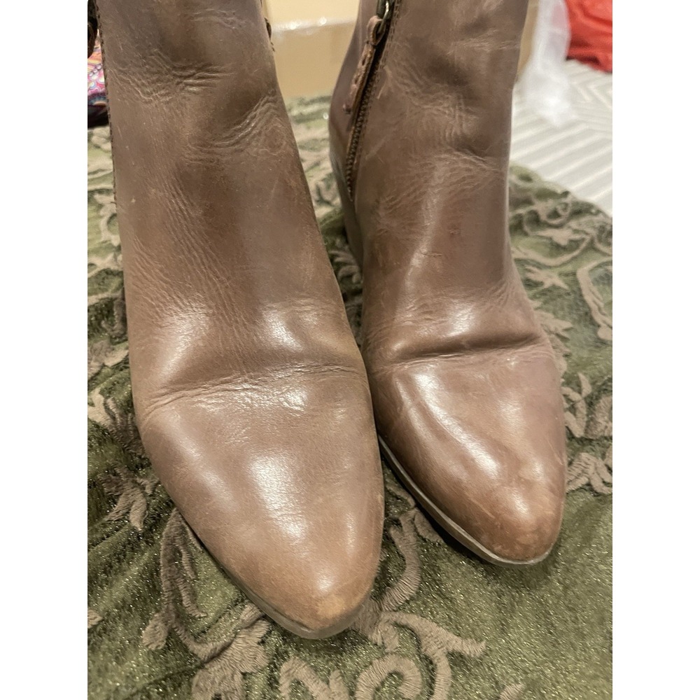 FRYE Judith Double Zip Ankle Boots Leather Brown‎ Block Heel Women's 8.5M - Picture 3 of 9